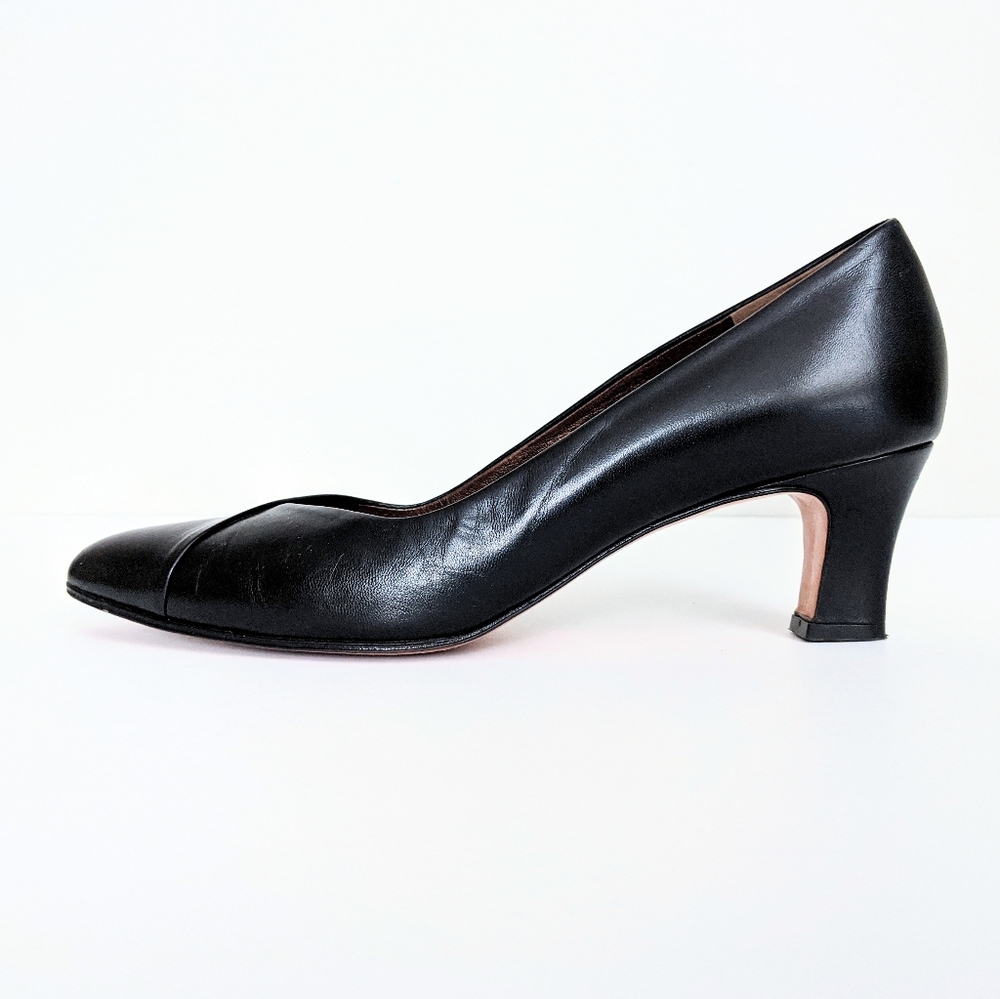 🇨🇦 Vintage Thomas Wallace Black Leather Pumps Made In Canada